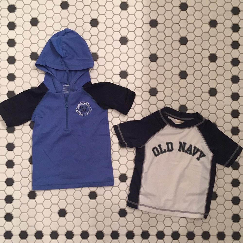 2 Swim Shirts Rashguard Baby Gap Old Navy 18-24mo